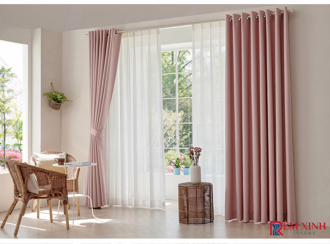Rèm Vải Màu Hồng Pink 02