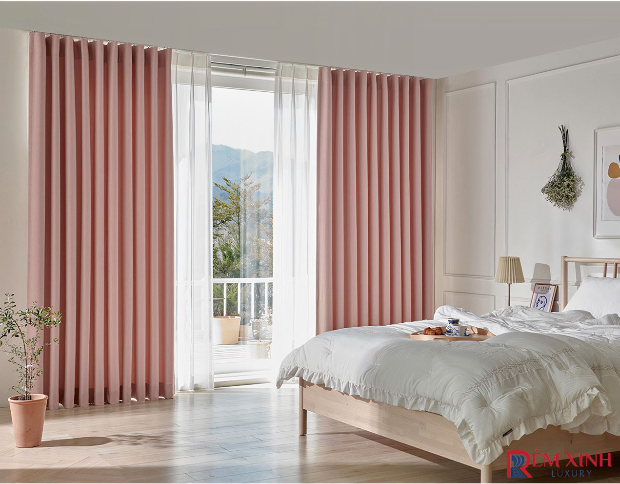 Rèm Vải Màu Hồng Pink